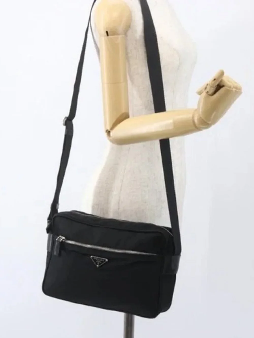 PRADA Shoulder Bag Nylon Black Silver Auth 165034 - Picture 14 of 16